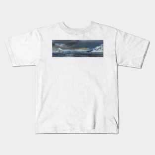 Snow showers over the Mountains of Southern Norway near Alesund Kids T-Shirt